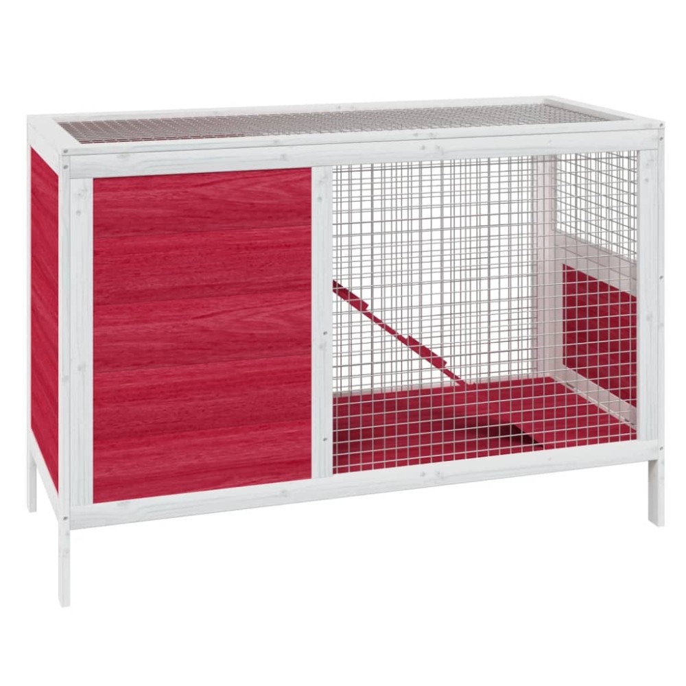 vidaXL Cușcă pentru iepuri roșu 103x44x69,5 cm lemn masiv de pin