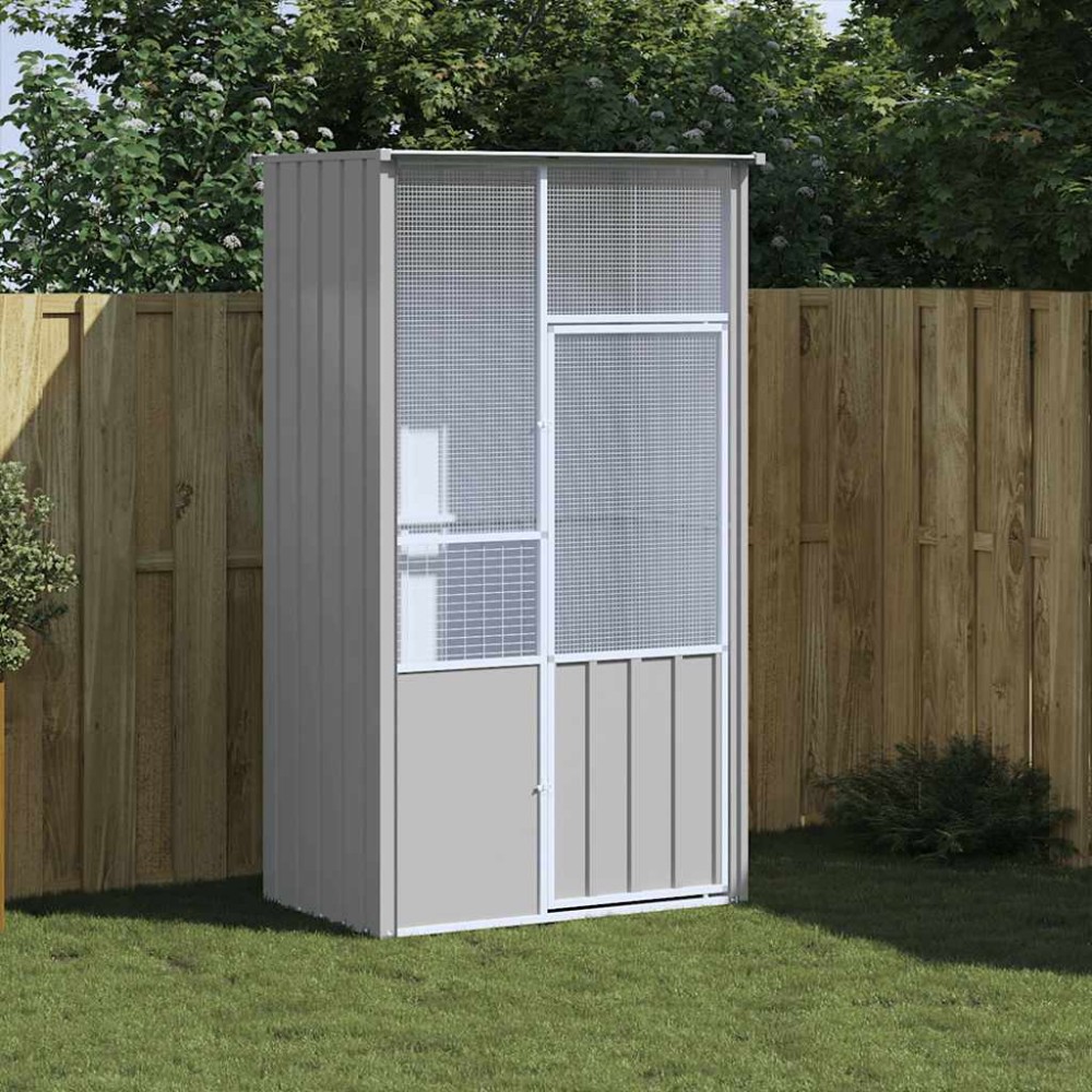 vidaXL Colivie pentru păsări gri 115x78x200 cm oțel galvanizat