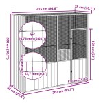 vidaXL Colivie pentru păsări gri 215x78x200 cm oțel galvanizat