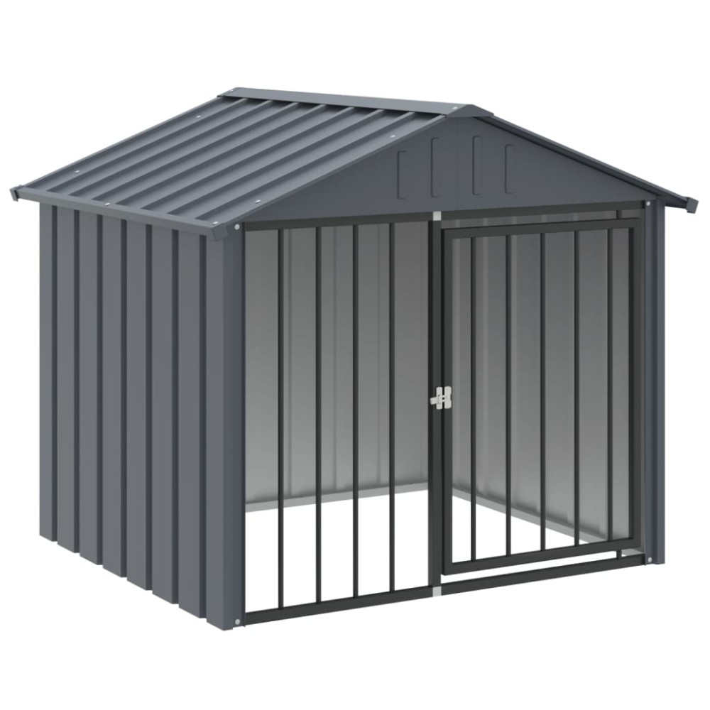 vidaXL Cușcă câine cu acoperiș, negru, 117x103x102 cm, oțel galvanizat