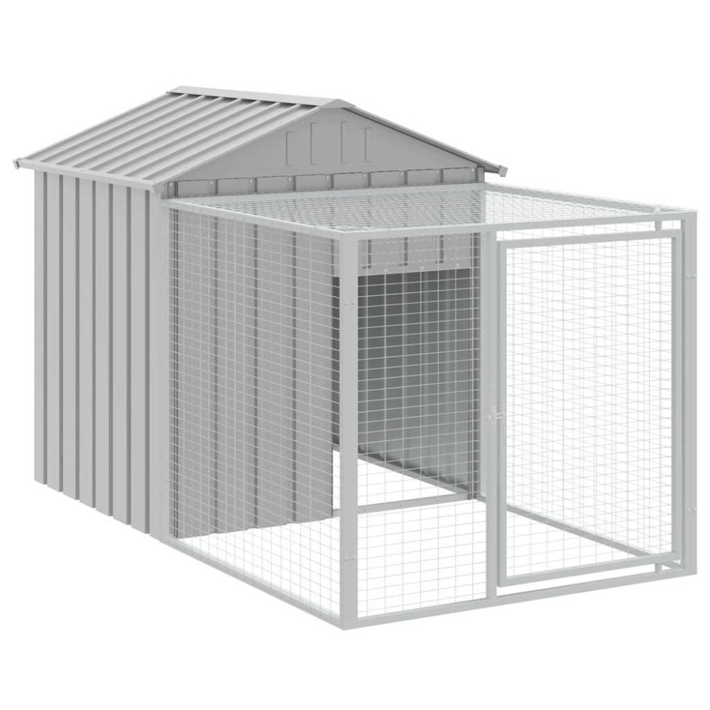 vidaXL Coteț pui cu incintă gri deschis 117x201x123 cm oțel galvanizat