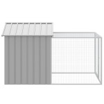 vidaXL Coteț pui cu incintă gri deschis 117x201x123 cm oțel galvanizat vidaXL Coteț pui cu incintă gri deschis 117x201x123 cm oțel galvanizat