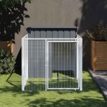 vidaXL Cușcă câine cu țarc antracit 110x201x110 cm oțel galvanizat vidaXL Cușcă câine cu țarc antracit 110x201x110 cm oțel galvanizat