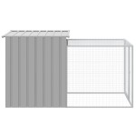 vidaXL Coteț pui cu incintă gri deschis 110x201x110 cm oțel galvanizat vidaXL Coteț pui cu incintă gri deschis 110x201x110 cm oțel galvanizat