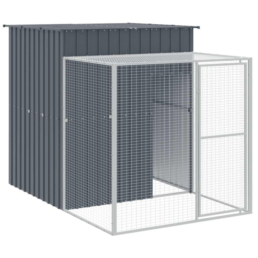 vidaXL Coteț de pui cu incintă antracit 165x251x181 cm oțel galvanizat