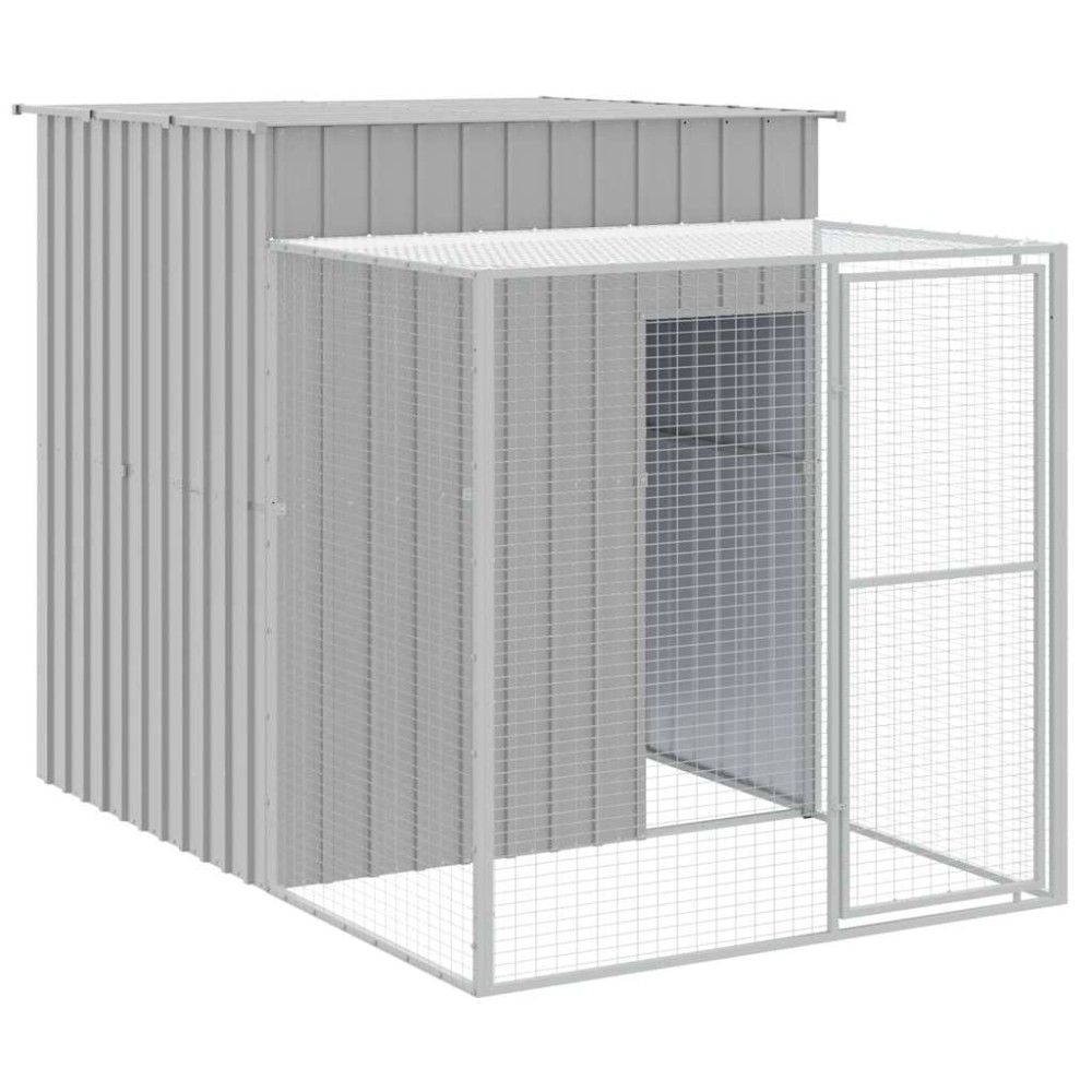 vidaXL Coteț pui cu incintă gri deschis 165x251x181 cm oțel galvanizat
