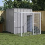 vidaXL Coteț pui cu incintă gri deschis 165x251x181 cm oțel galvanizat vidaXL Coteț pui cu incintă gri deschis 165x251x181 cm oțel galvanizat