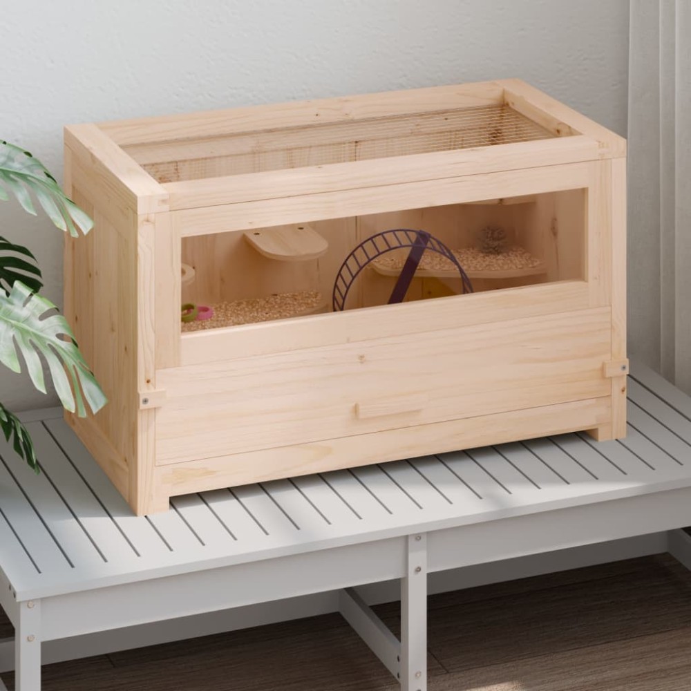 vidaXL Cușcă pentru hamsteri, 60x30x35 cm, lemn masiv de brad