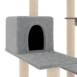 vidaXL Ansamblu pisici, stâlpi din funie sisal, gri deschis, 82,5 cm vidaXL Ansamblu pisici, stâlpi din funie sisal, gri deschis, 82,5 cm