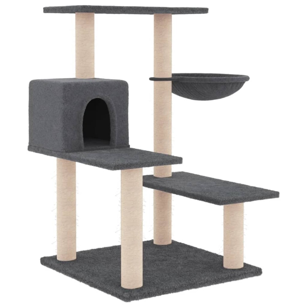 vidaXL Ansamblu pisici cu stâlpi din funie sisal, gri închis, 82,5 cm