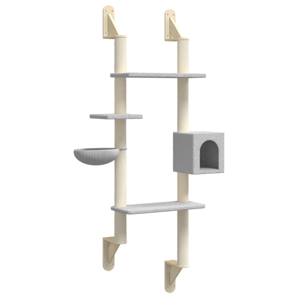vidaXL Ansamblu pisici perete cu stâlp zgâriere, gri deschis, 180 cm