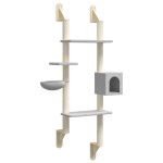 vidaXL Ansamblu pisici perete cu stâlp zgâriere, gri deschis, 180 cm vidaXL Ansamblu pisici perete cu stâlp zgâriere, gri deschis, 180 cm