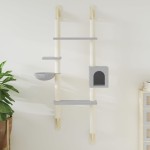 vidaXL Ansamblu pisici perete cu stâlp zgâriere, gri deschis, 180 cm vidaXL Ansamblu pisici perete cu stâlp zgâriere, gri deschis, 180 cm