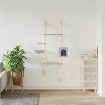 vidaXL Ansamblu pisici perete cu stâlp zgâriere, gri deschis, 180 cm vidaXL Ansamblu pisici perete cu stâlp zgâriere, gri deschis, 180 cm