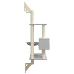 vidaXL Ansamblu pisici perete cu stâlp zgâriere, gri deschis, 153 cm vidaXL Ansamblu pisici perete cu stâlp zgâriere, gri deschis, 153 cm