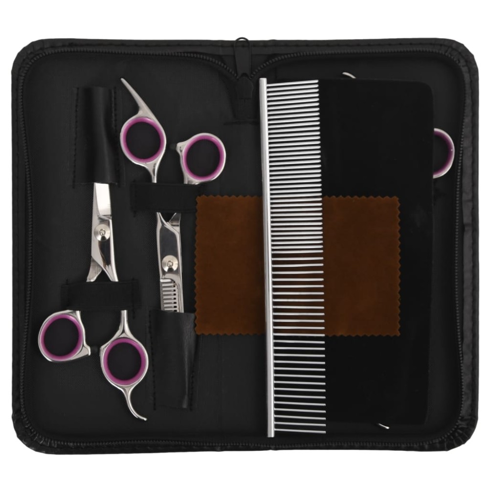 vidaXL Set foarfece pentru îngrijirea câinilor 5 piese oțel inoxidabil