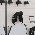 vidaXL Suport pentru șa pliabil, montat pe perete, negru, fier vidaXL Suport pentru șa pliabil, montat pe perete, negru, fier