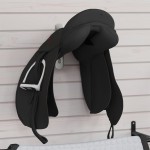 vidaXL Suport șa cu cârlig de căpăstru, negru, fier, pliabil, un braț vidaXL Suport șa cu cârlig de căpăstru, negru, fier, pliabil, un braț