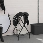 vidaXL Suport pentru șa, pliabil, de sine stătător, negru, fier vidaXL Suport pentru șa, pliabil, de sine stătător, negru, fier