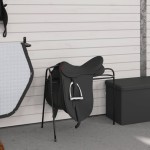 vidaXL Suport pentru șa cu 3 picioare, de sine stătător, negru, fier vidaXL Suport pentru șa cu 3 picioare, de sine stătător, negru, fier