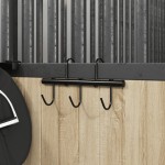 vidaXL Cuier pentru căpăstru cu 5 cârlige pivotante, negru, oțel vidaXL Cuier pentru căpăstru cu 5 cârlige pivotante, negru, oțel