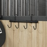 vidaXL Cuier pentru căpăstru cu 6 cârlige pivotante, negru, oțel vidaXL Cuier pentru căpăstru cu 6 cârlige pivotante, negru, oțel