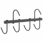 vidaXL Cuier pentru căpăstru cu 6 cârlige pivotante, negru, oțel vidaXL Cuier pentru căpăstru cu 6 cârlige pivotante, negru, oțel