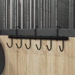 vidaXL Cuier pentru căpăstru cu 9 cârlige pivotante, negru, oțel vidaXL Cuier pentru căpăstru cu 9 cârlige pivotante, negru, oțel
