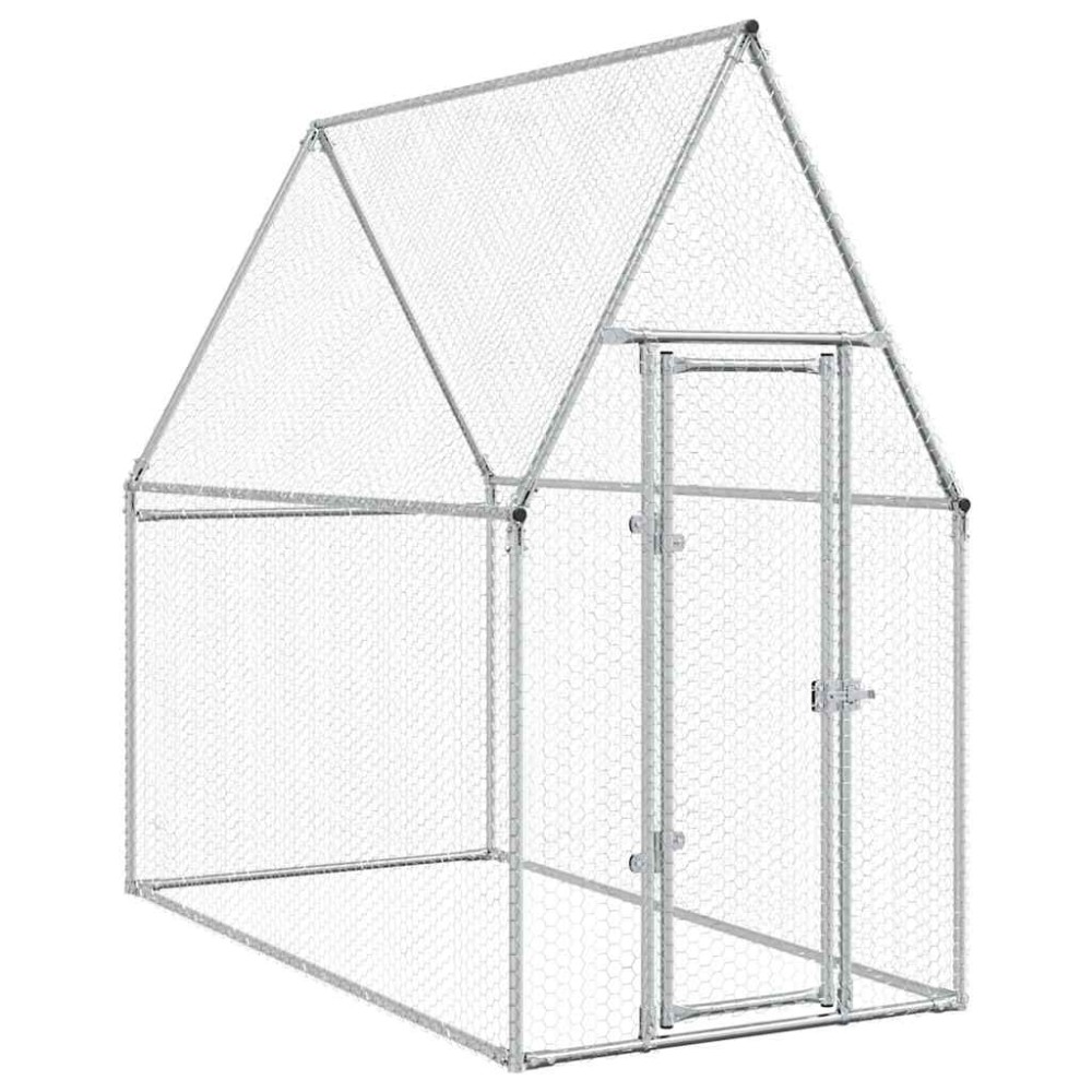 vidaXL Coteț pentru păsări, gri, 200x100x190 cm, oțel galvanizat
