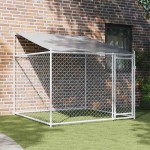vidaXL Cușcă de câini cu acoperiș și ușă gri, 2x2x2 m, oțel galvanizat vidaXL Cușcă de câini cu acoperiș și ușă gri, 2x2x2 m, oțel galvanizat