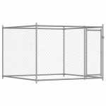 vidaXL Cușcă pentru câini cu ușă, gri, 2x2x1,5 m, oțel galvanizat