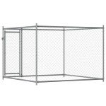 vidaXL Cușcă pentru câini cu ușă, gri, 2x2x1,5 m, oțel galvanizat