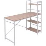 VidaXL Birou cu bibliotecă, 4 rafturi, stejar VidaXL Birou cu bibliotecă, 4 rafturi, stejar