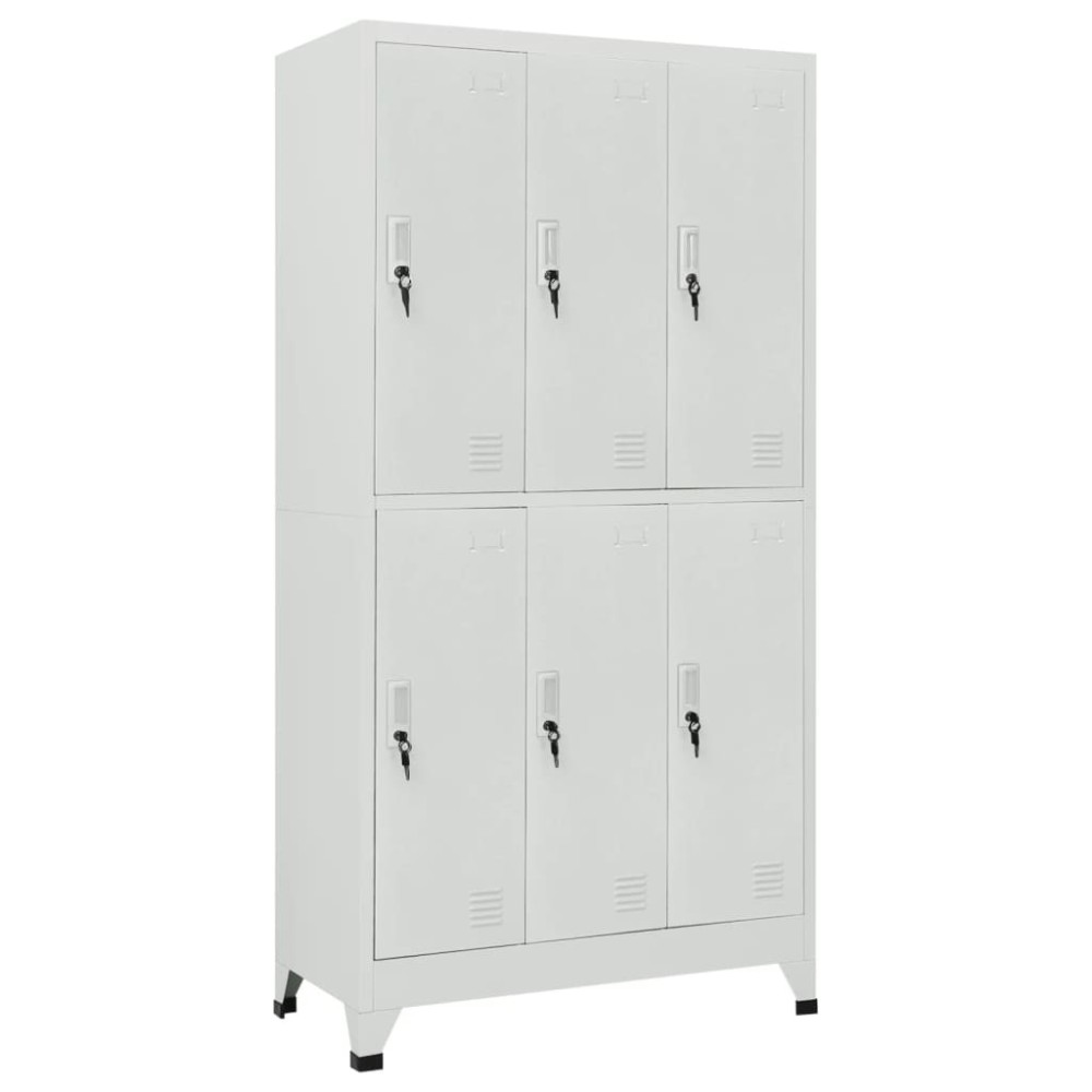 vidaXL Dulap vestiar cu 6 compartimente, oțel, 90 x 45 x 180 cm, gri