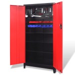 vidaXL Dulap scule cu 2 uși, oțel, 90 x 40 x 180 cm, negru și roșu vidaXL Dulap scule cu 2 uși, oțel, 90 x 40 x 180 cm, negru și roșu