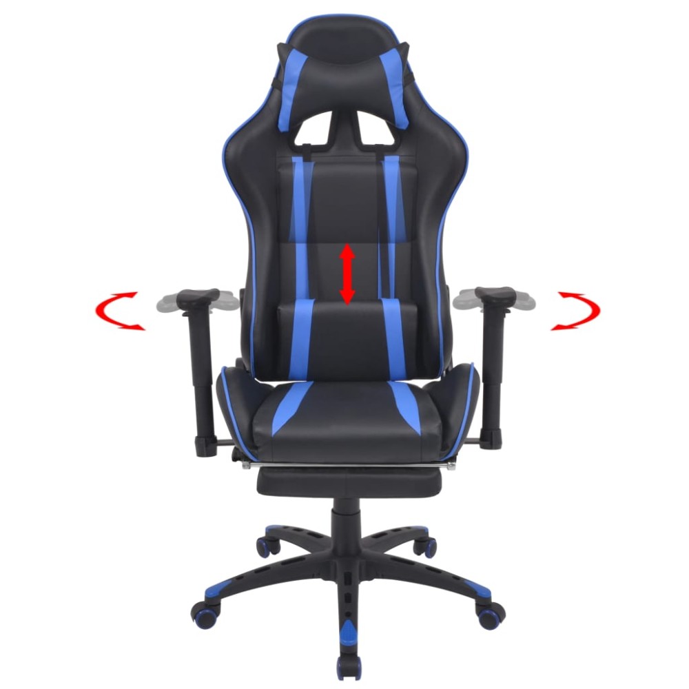 vidaXL Scaun birou rabatabil, design racing, suport picioare, albastru