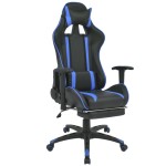 vidaXL Scaun birou rabatabil, design racing, suport picioare, albastru vidaXL Scaun birou rabatabil, design racing, suport picioare, albastru