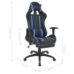 vidaXL Scaun birou rabatabil, design racing, suport picioare, albastru vidaXL Scaun birou rabatabil, design racing, suport picioare, albastru