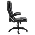 vidaXL Scaun de birou, negru, piele ecologică vidaXL Scaun de birou, negru, piele ecologică