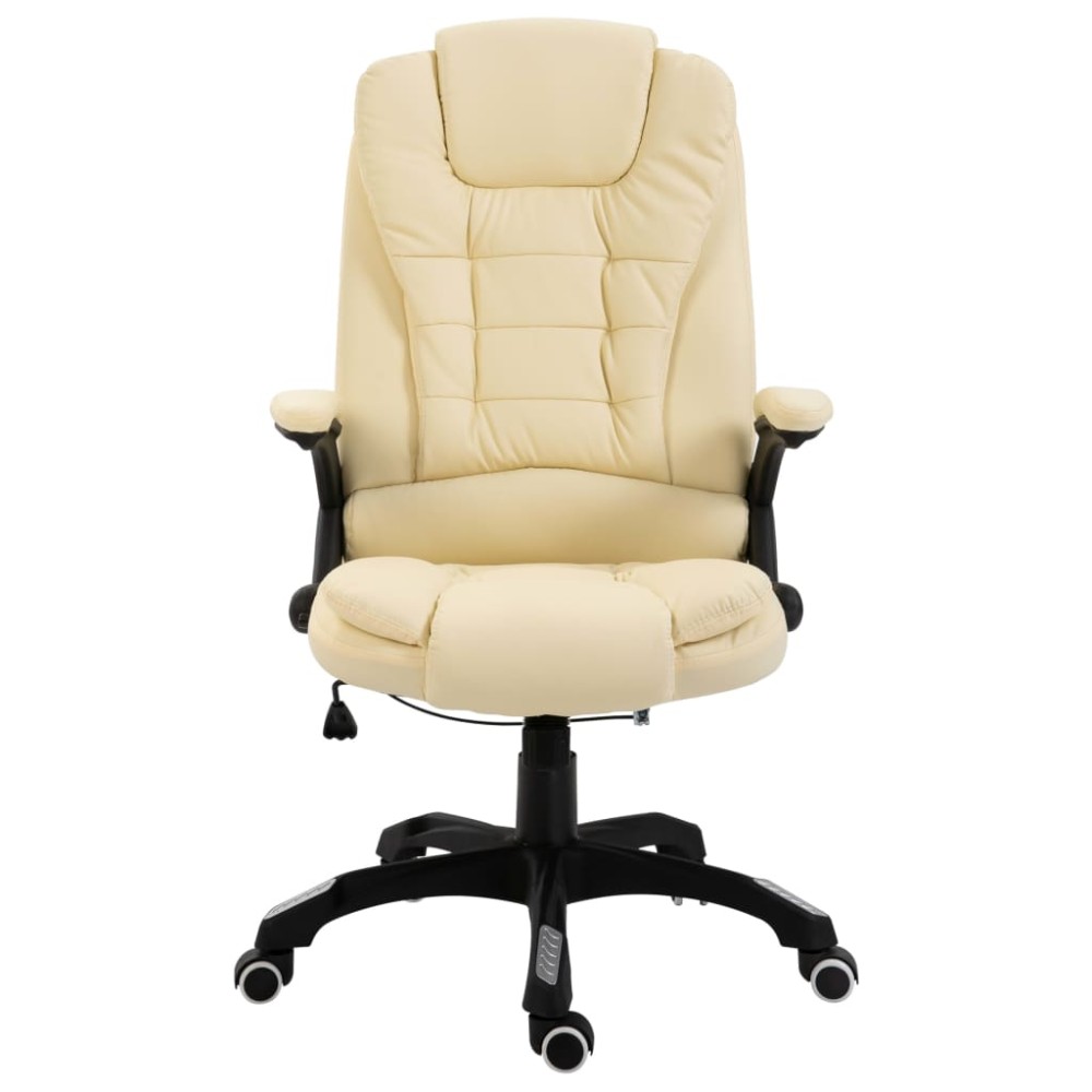 vidaXL Scaun de birou, crem, piele ecologică
