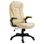 vidaXL Scaun de birou, crem, piele ecologică vidaXL Scaun de birou, crem, piele ecologică