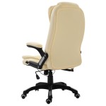 vidaXL Scaun de birou, crem, piele ecologică vidaXL Scaun de birou, crem, piele ecologică