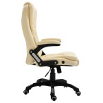 vidaXL Scaun de birou, crem, piele ecologică vidaXL Scaun de birou, crem, piele ecologică