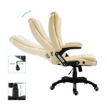 vidaXL Scaun de birou, crem, piele ecologică vidaXL Scaun de birou, crem, piele ecologică