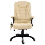 vidaXL Scaun de birou cu masaj, crem, piele ecologică vidaXL Scaun de birou cu masaj, crem, piele ecologică