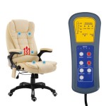 vidaXL Scaun de birou cu masaj, crem, piele ecologică vidaXL Scaun de birou cu masaj, crem, piele ecologică