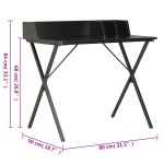 vidaXL Birou, negru, 80x50x84 cm