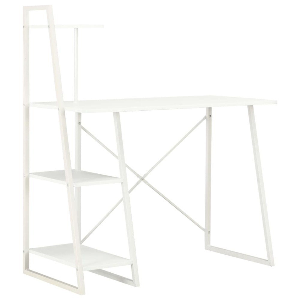 vidaXL Birou cu rafturi, alb, 102 x 50 x 117 cm