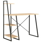 vidaXL Birou cu rafturi, negru și stejar, 102 x 50 x 117 cm vidaXL Birou cu rafturi, negru și stejar, 102 x 50 x 117 cm