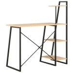 vidaXL Birou cu rafturi, negru și stejar, 102 x 50 x 117 cm vidaXL Birou cu rafturi, negru și stejar, 102 x 50 x 117 cm